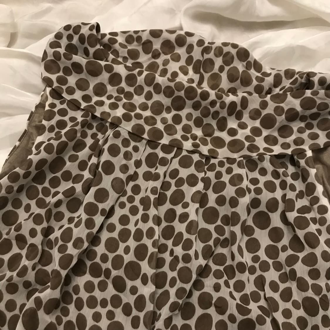 JPN Vintage 오네갸루 브라운 도트 블라우스 상품이미지3