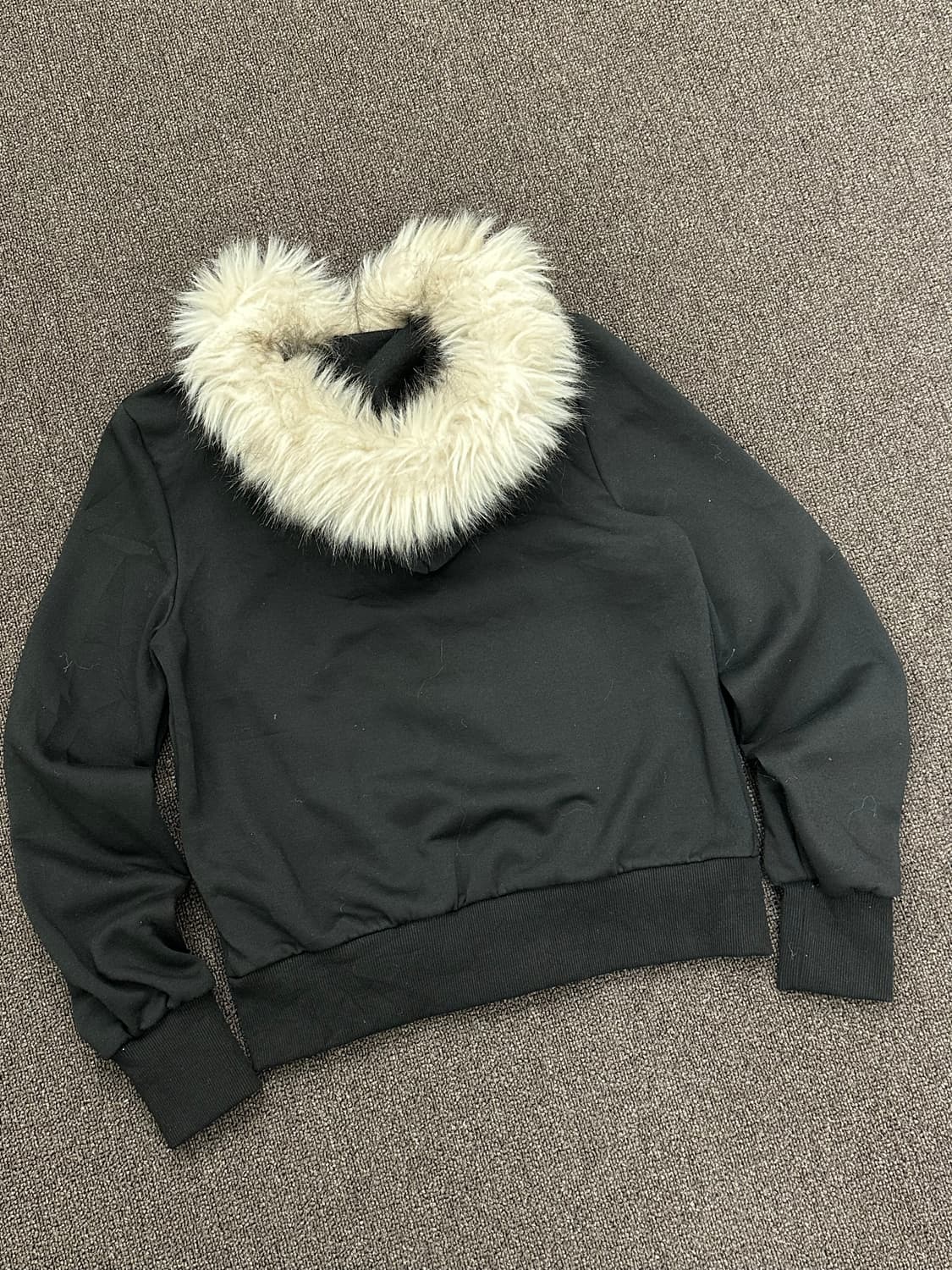 S)빈티지 블랙 퍼 후드집업 상품이미지3