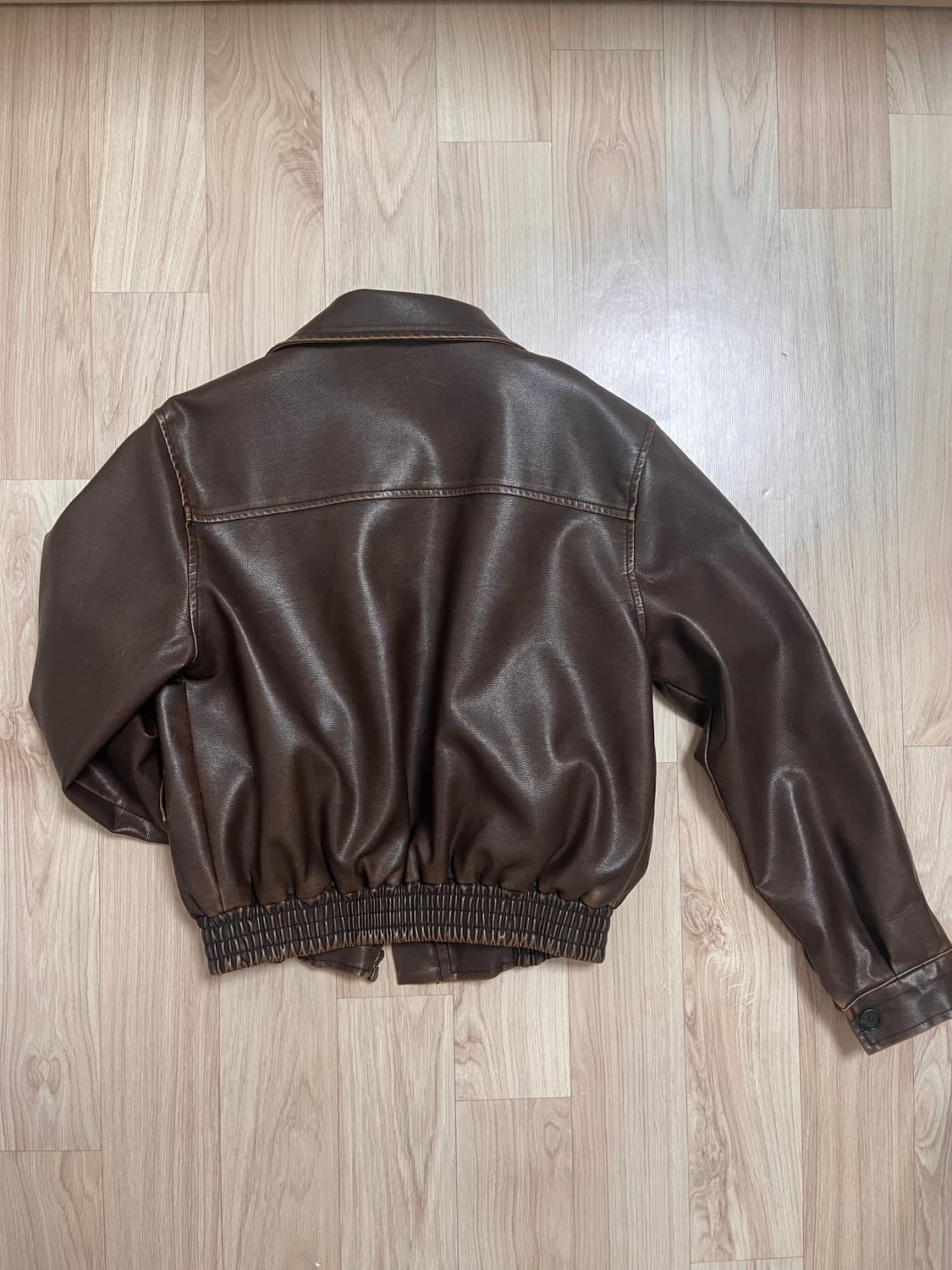 MMAK 브라운 크롭 가죽자켓 상품이미지2