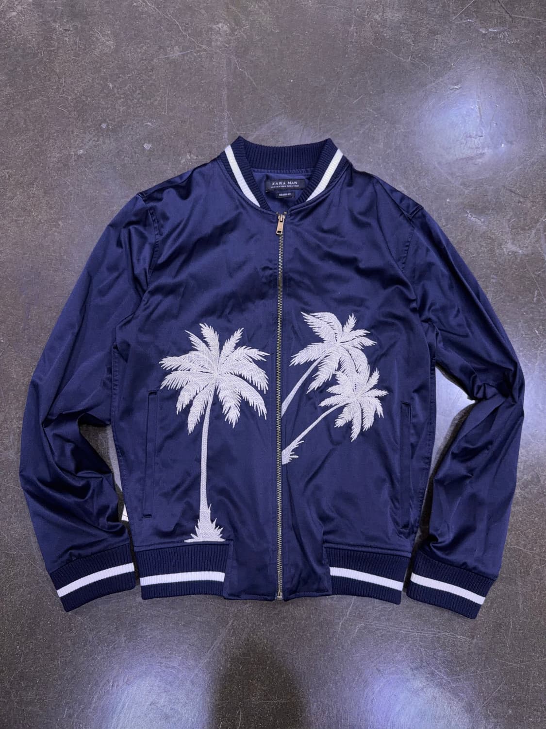 자라 팜트리 야자수 자수 스카쟌 자켓 네이비 M 상품이미지2