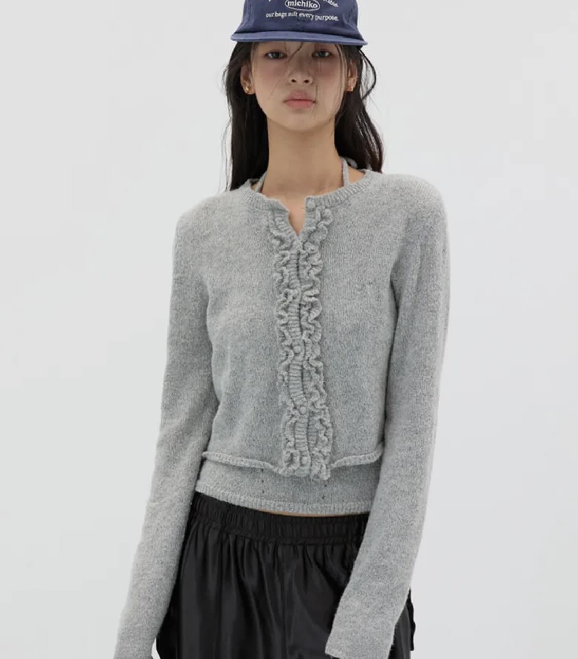 무배 미치코런던 러플 울 니트 가디건 세트 상품이미지1