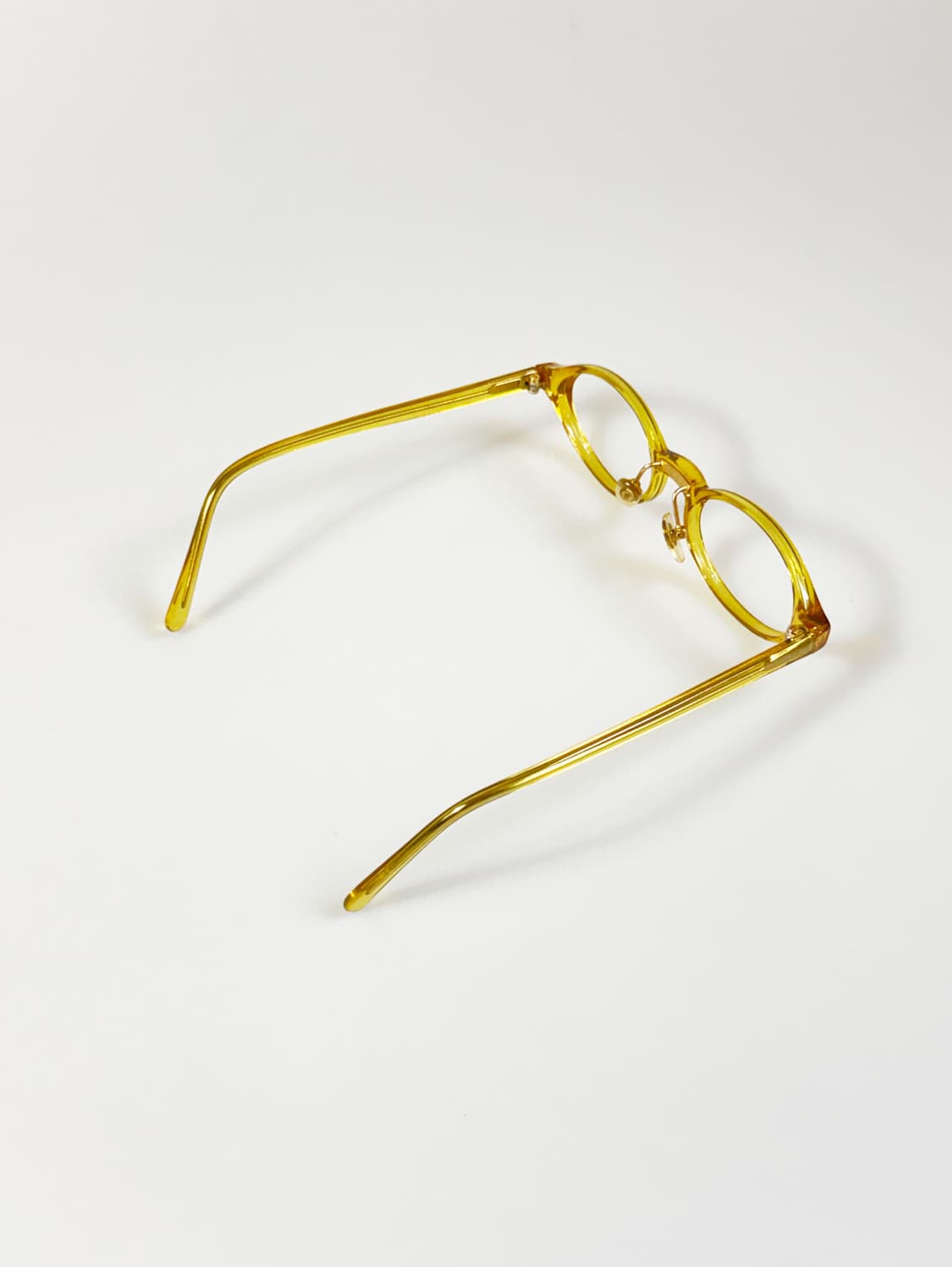 90s FREESIA 옐로우 오벌 반투명 뿔테 빈티지 안경 상품이미지4