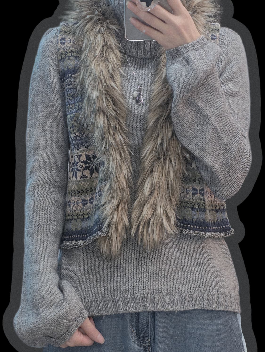 스픽앤스펜 모리걸 갸루 노르딕 퍼 베스트 일본빈티지 상품이미지5