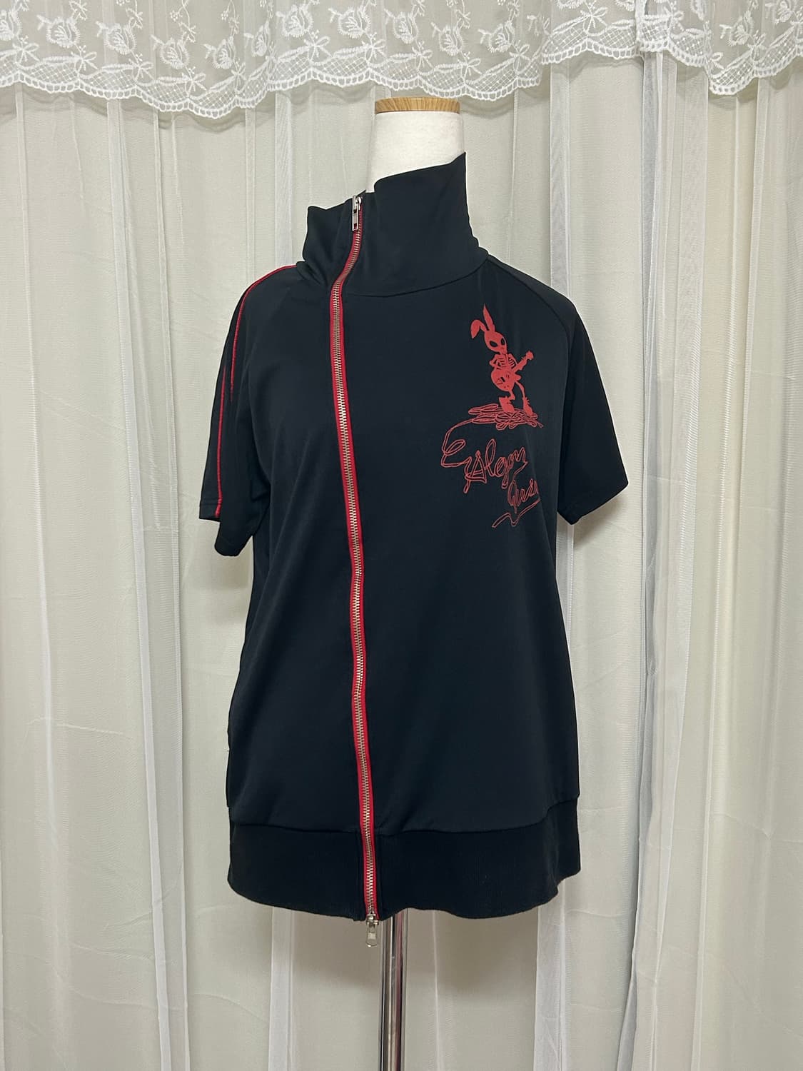 알곤퀸즈 해골토끼 사선하이넥 반팔 집업자켓 펑크 상품이미지2