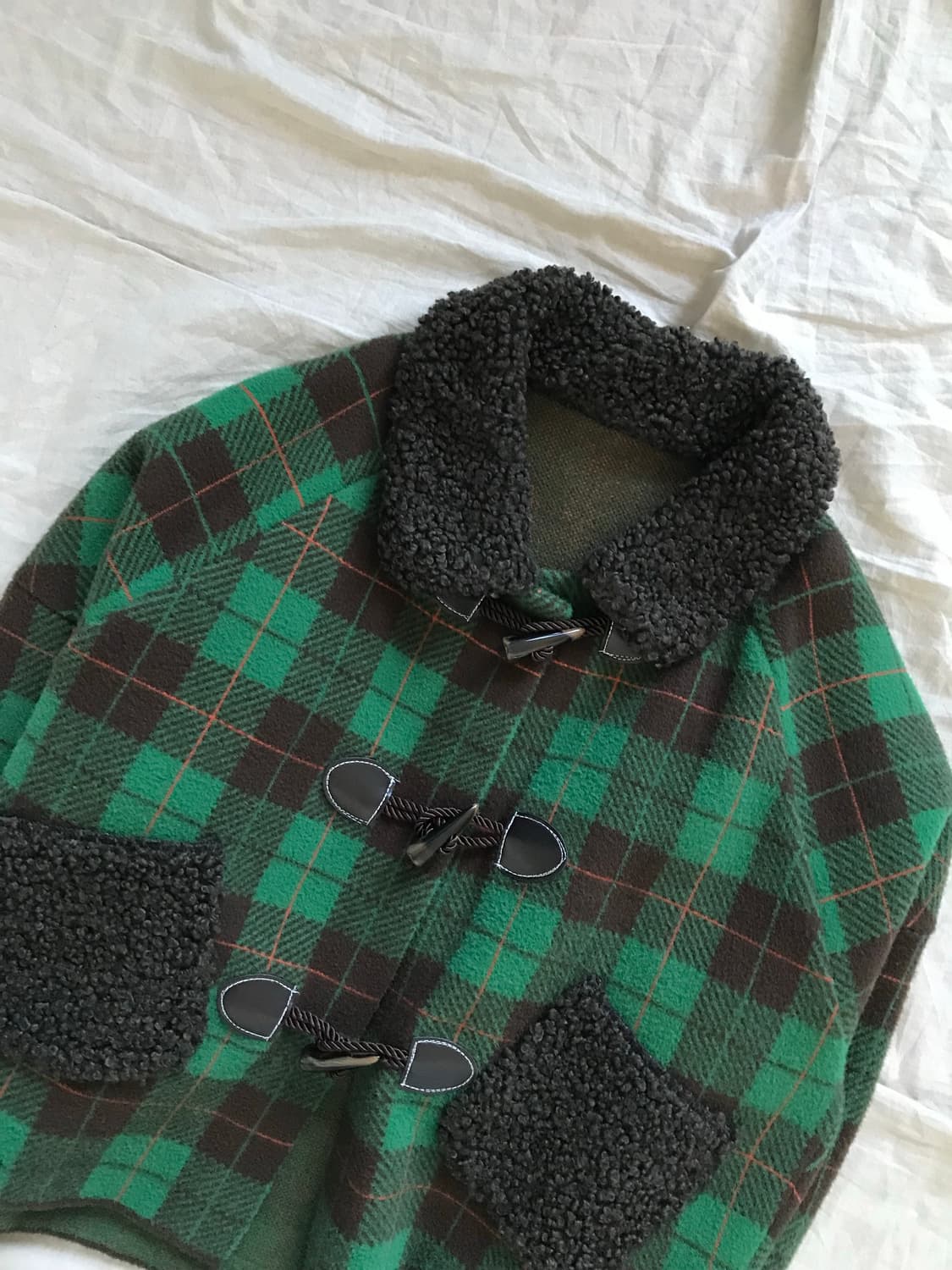 일본 JPN 빈티지 타단 체크 떡볶이 쉐르파 자켓 상품이미지7