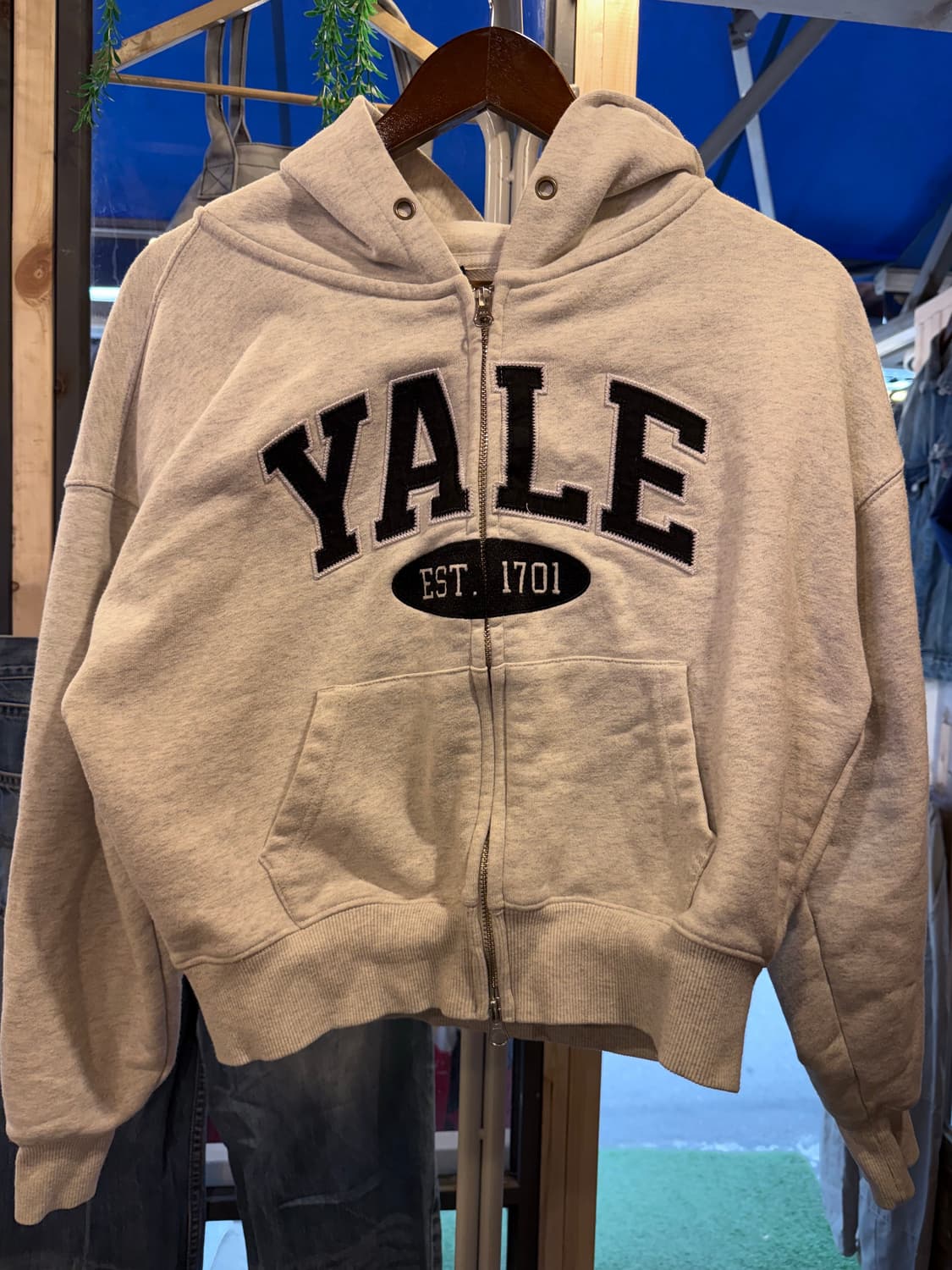 예일 멜란지 크롭 후드집업 상품이미지1