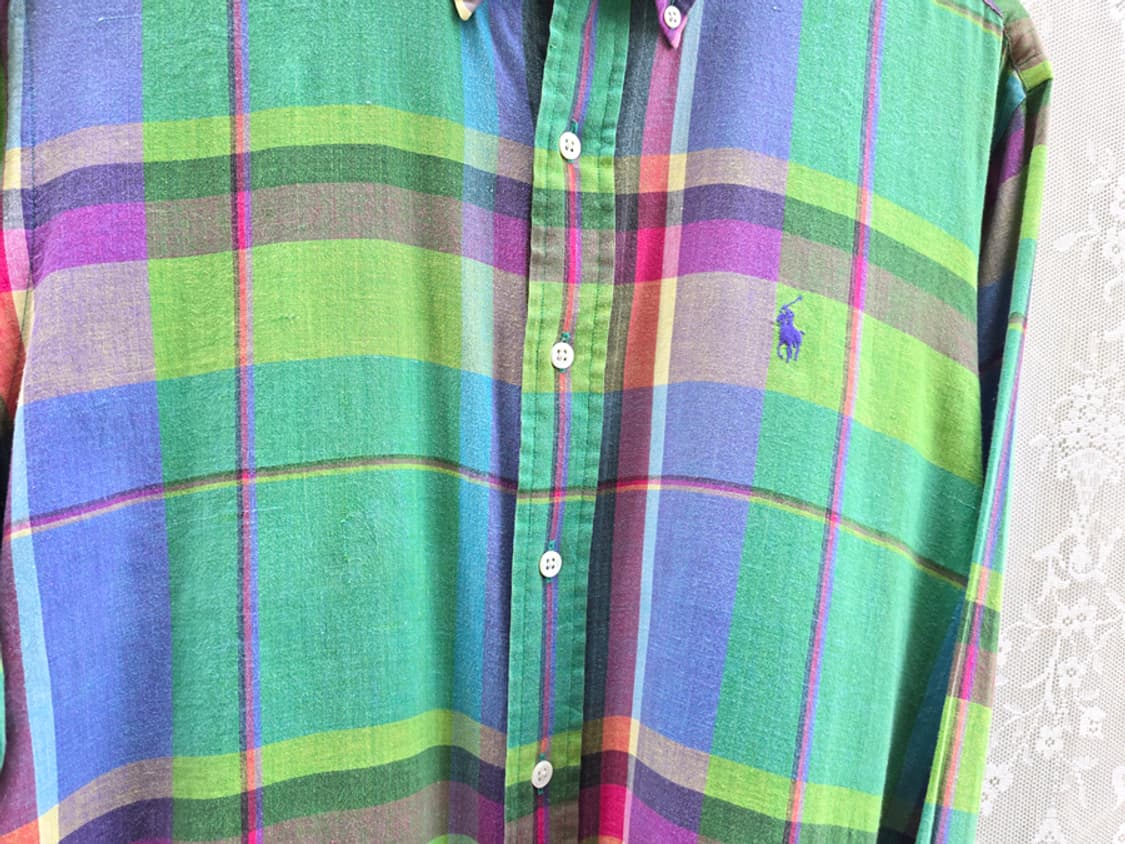 90s 랄프로렌 마드라드 헨드우븐 체크 셔츠 상품이미지3