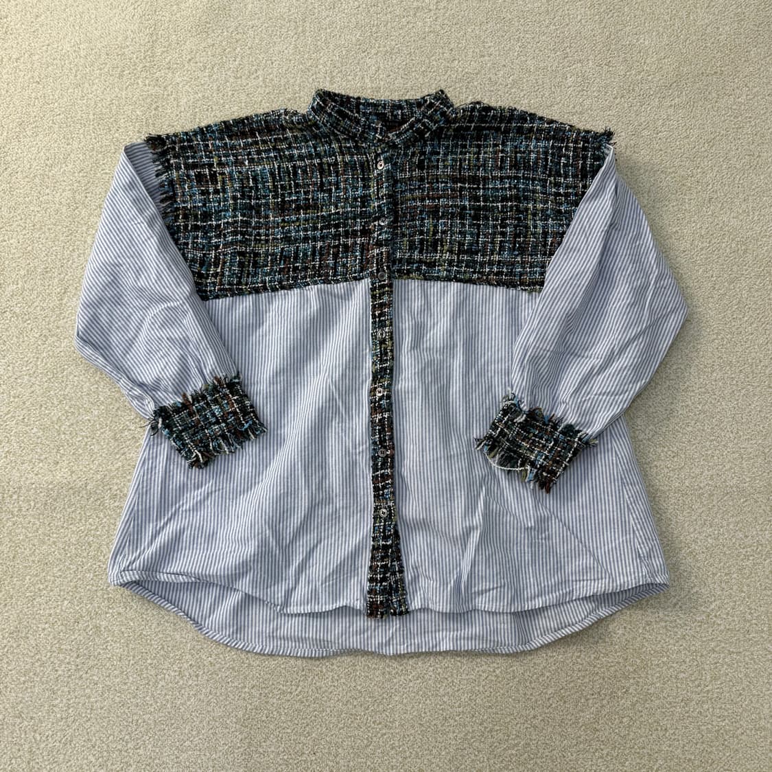 [S] 자라 베이직 여성 트위드 패널 셔츠 0107T1 상품이미지1