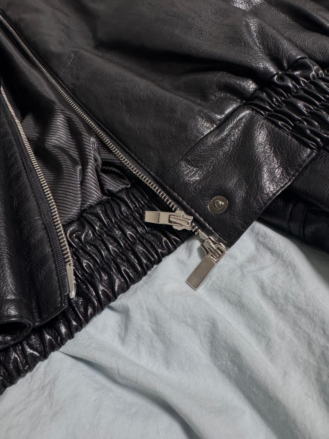 트리밍버드 플래킷 레더 블루종 재킷 상품이미지6