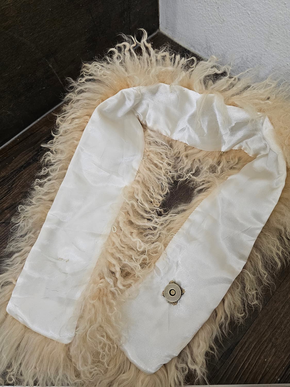 Japan 아이보리 양털 머플러 상품이미지4