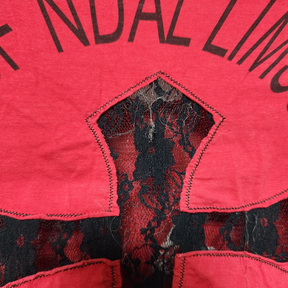 Vintage 락시크 시스루 가죽 크로스 레드 롱슬리브 상품이미지8