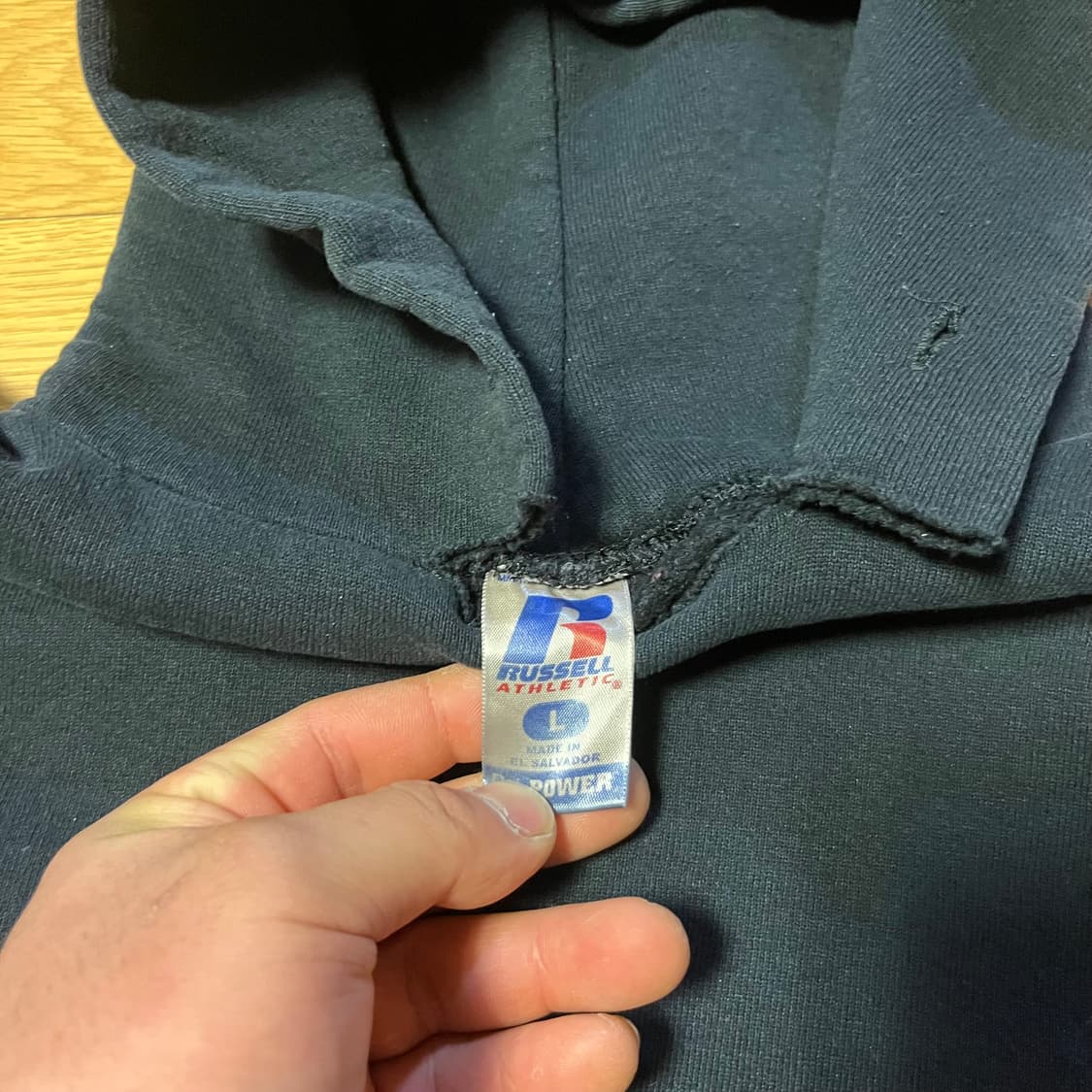 [L] 00s 빈티지 러셀 후드 블랙 상품이미지3