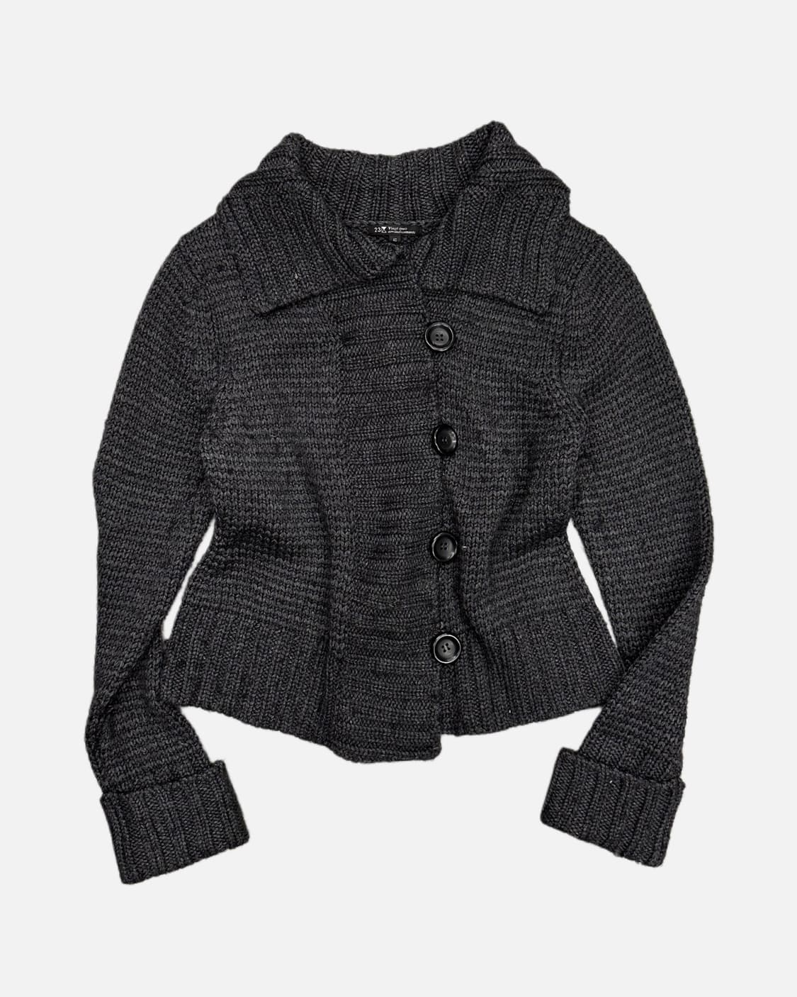 charcoal wool knit collar cardigan 상품이미지1