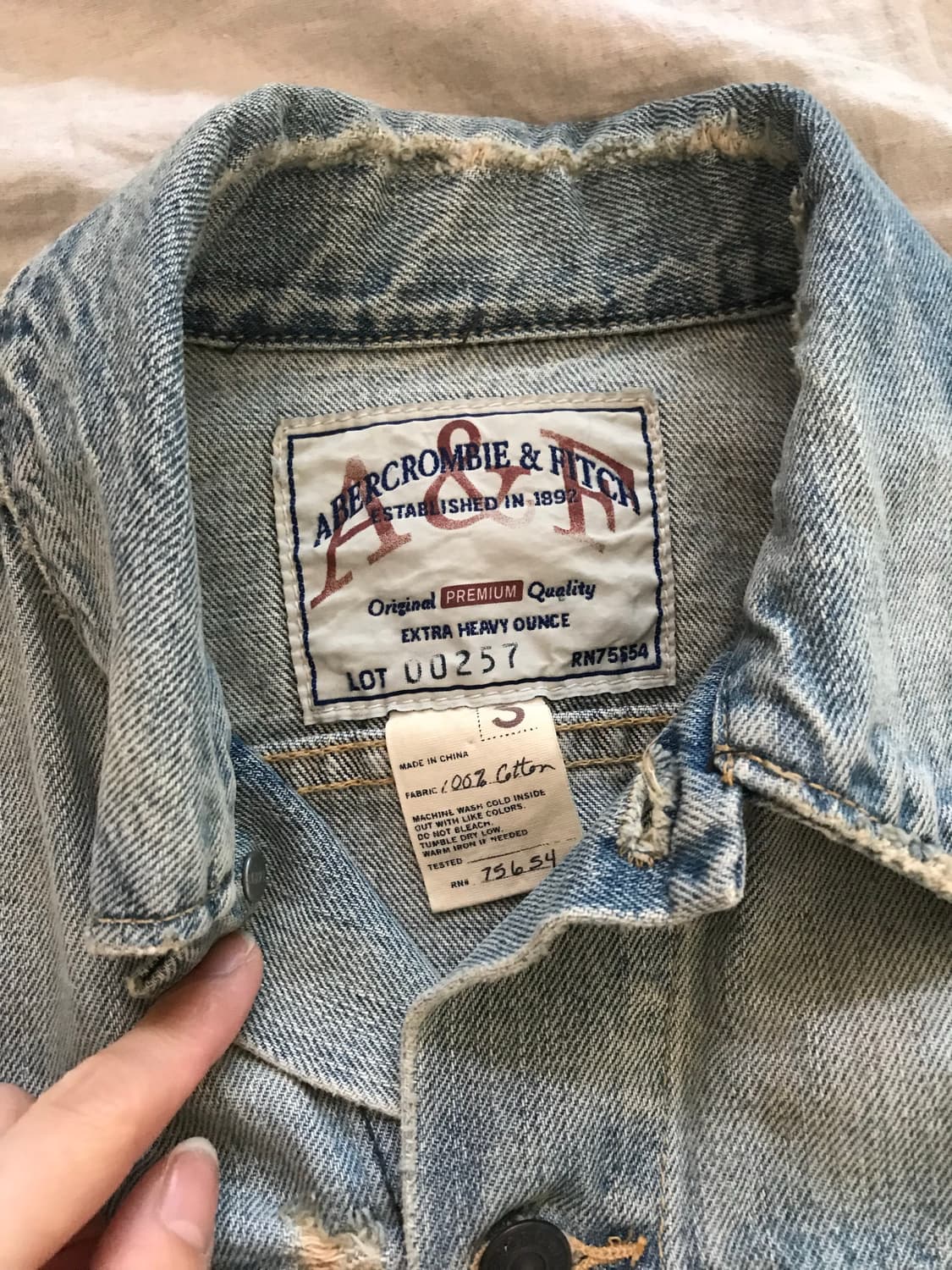 아베크롬비 올드스쿨 데미지 디자인 연청 자켓 상품이미지8