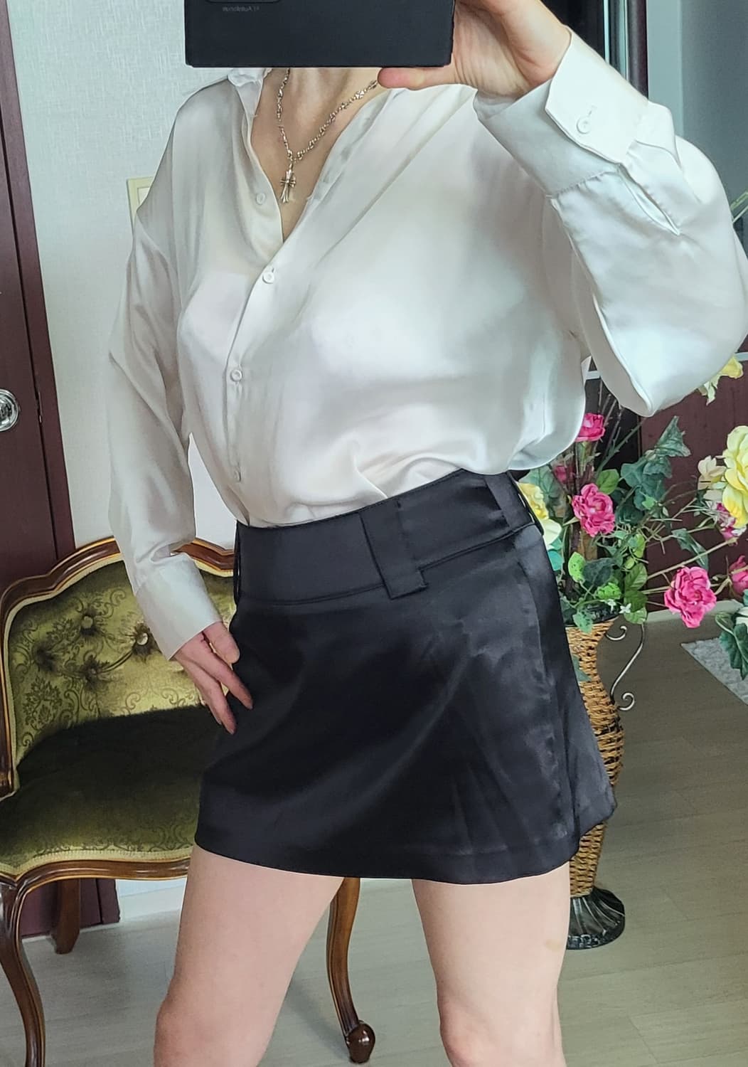 자라 폴리 실크 공단 블라우스  상품이미지5