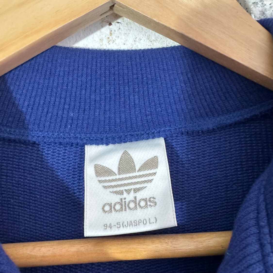90s 아디다스 스펠 로고 코튼 반집업 니트 상품이미지8