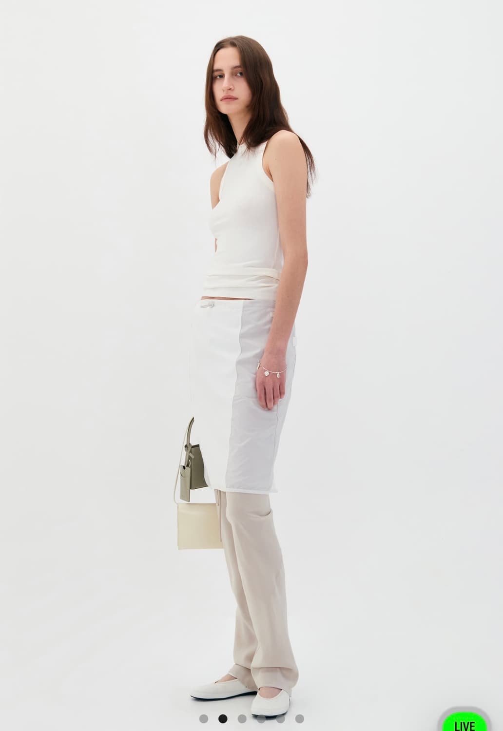 Contrast Midi skirt (White) 상품이미지2