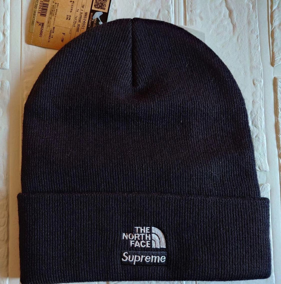 슈프림 x 노스페이스 비니 블랙 상품이미지1