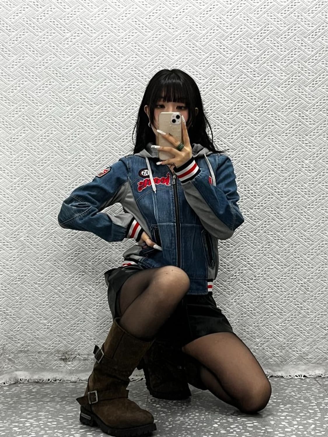 푸부 FUBU 올드스쿨 레트로 Y2K 키치 데님 후드집업 M C10879 상품이미지1