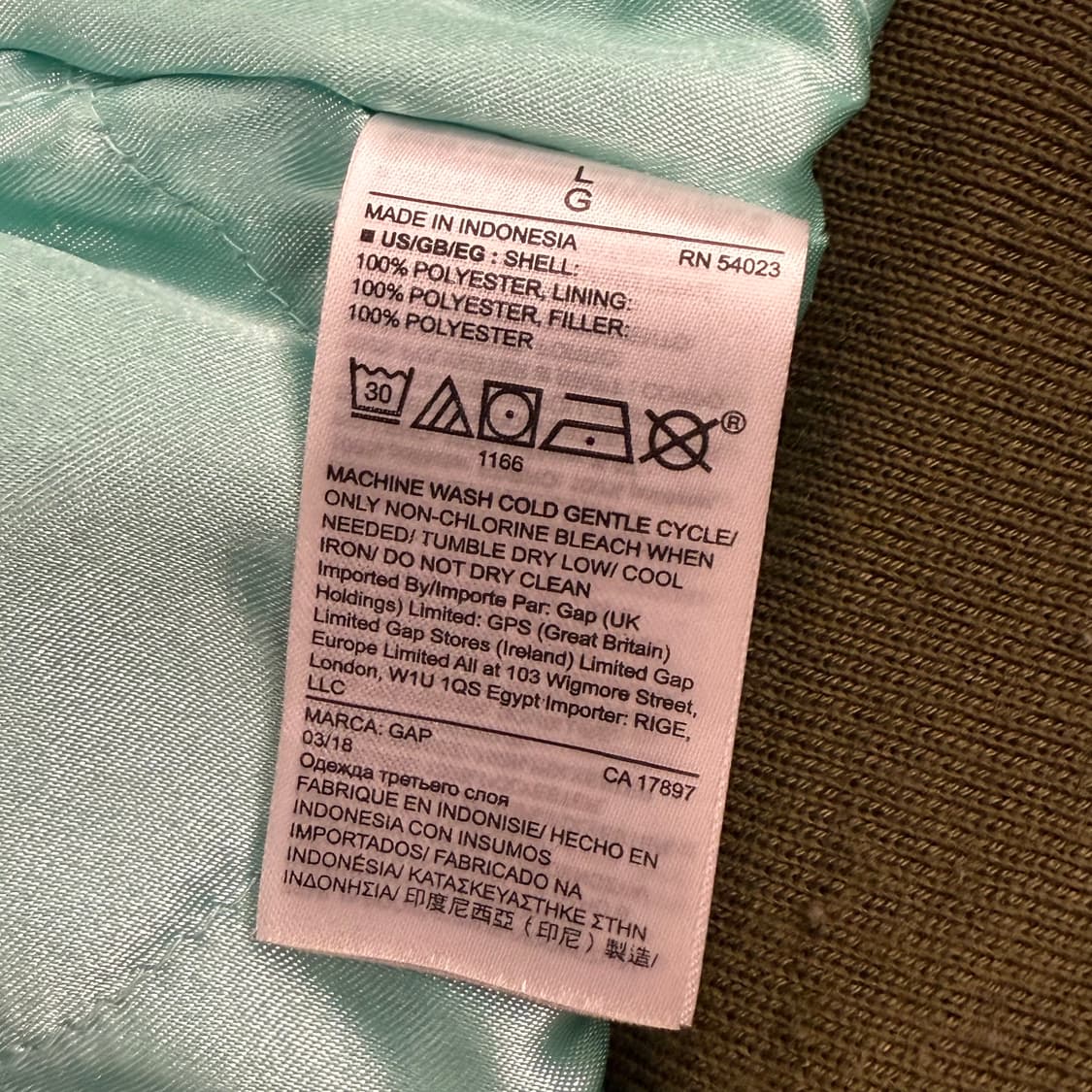 [정품/L] GAP 갭 항공점퍼 카키 b8 상품이미지7