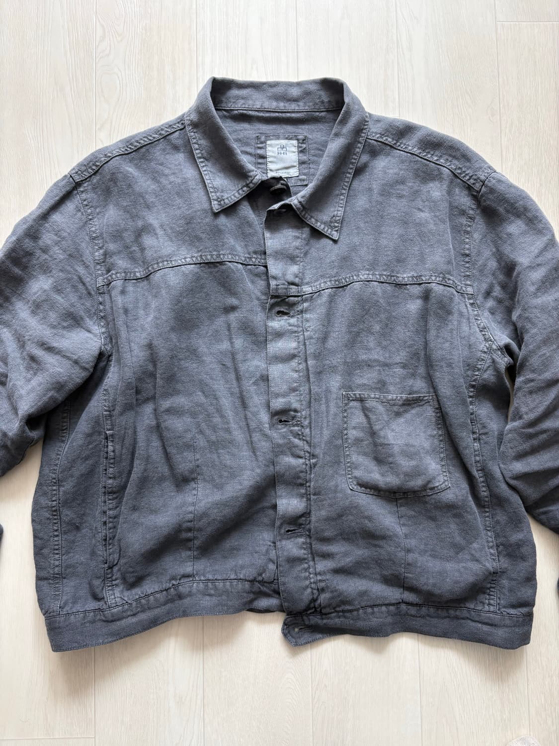 폴리테루 린넨 트러커 자켓 블루 4 size 상품이미지2