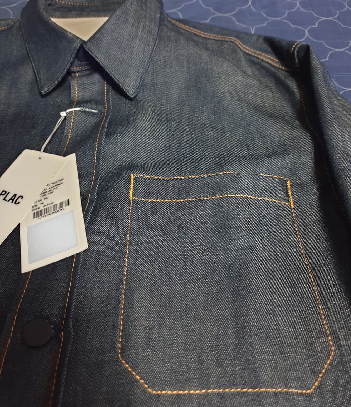 (새상품) 플랙&런업 콜라보 생지 셔츠형 데님자켓 (XL) 상품이미지2