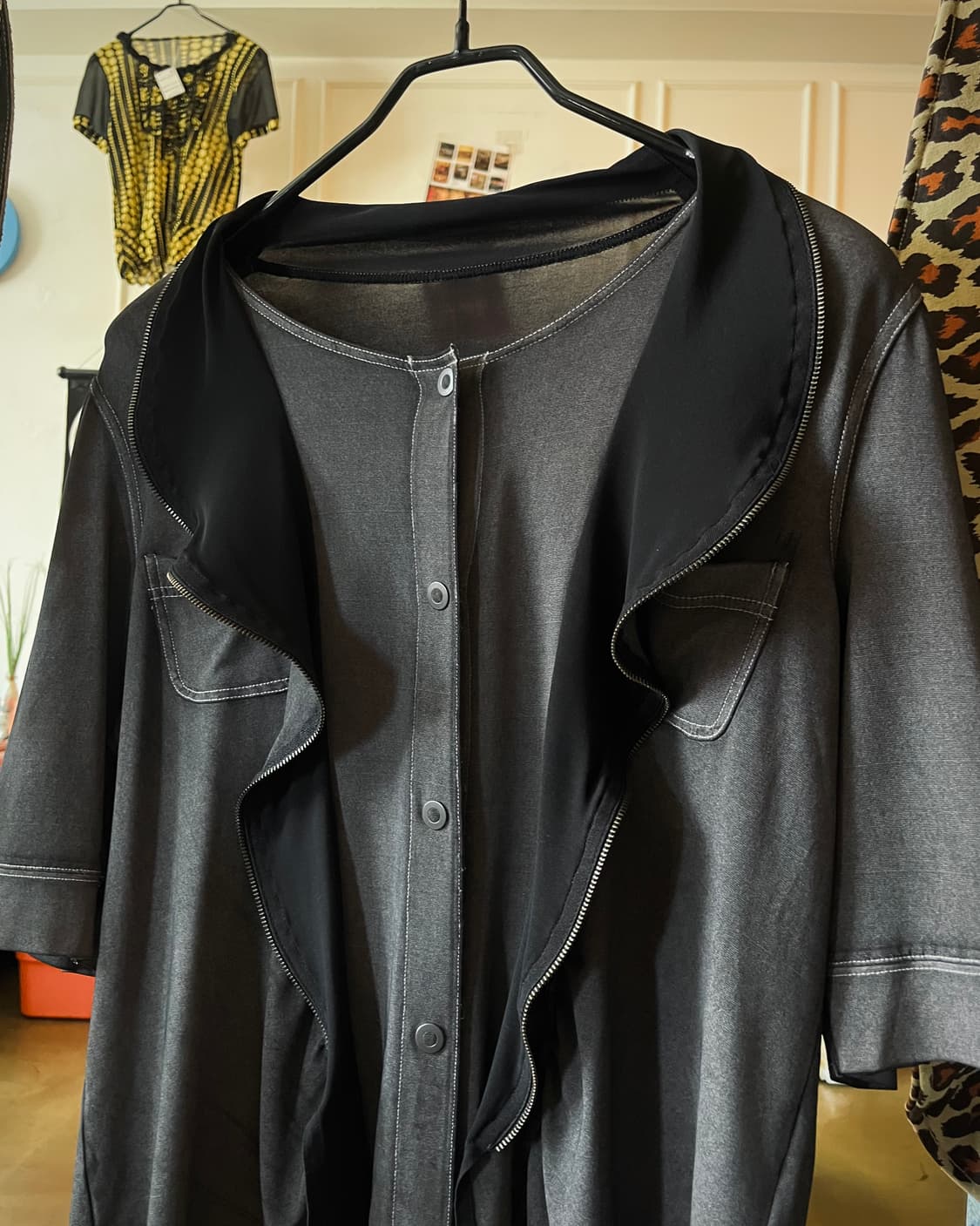 JPN Vintage Fake 3D Zip Layered 1/2 Top 상품이미지4