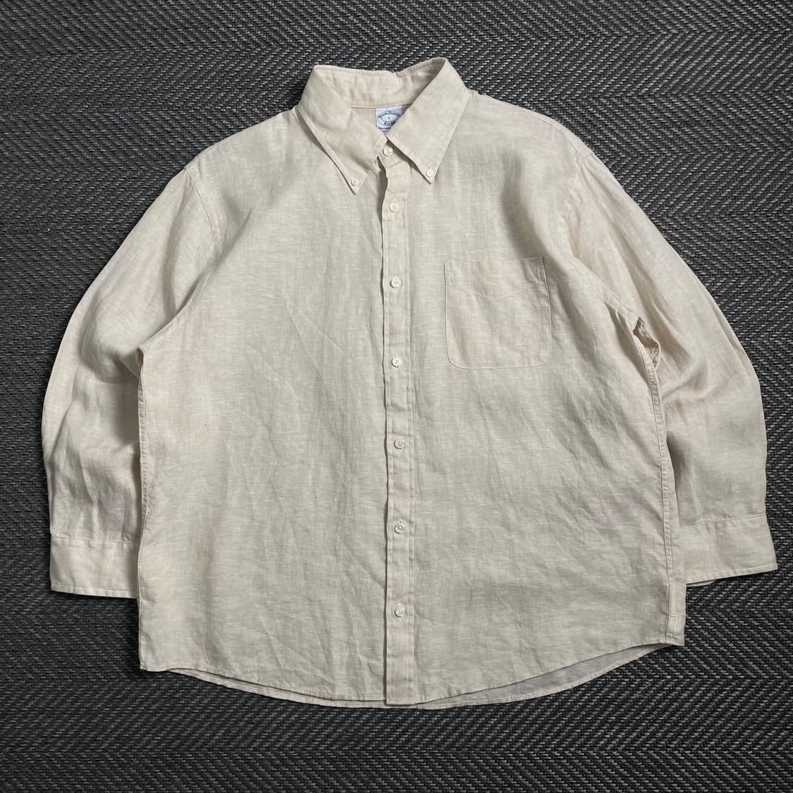 브룩스 브라더스 베이지 미니멀 린넨 셔츠o 4036 상품이미지1