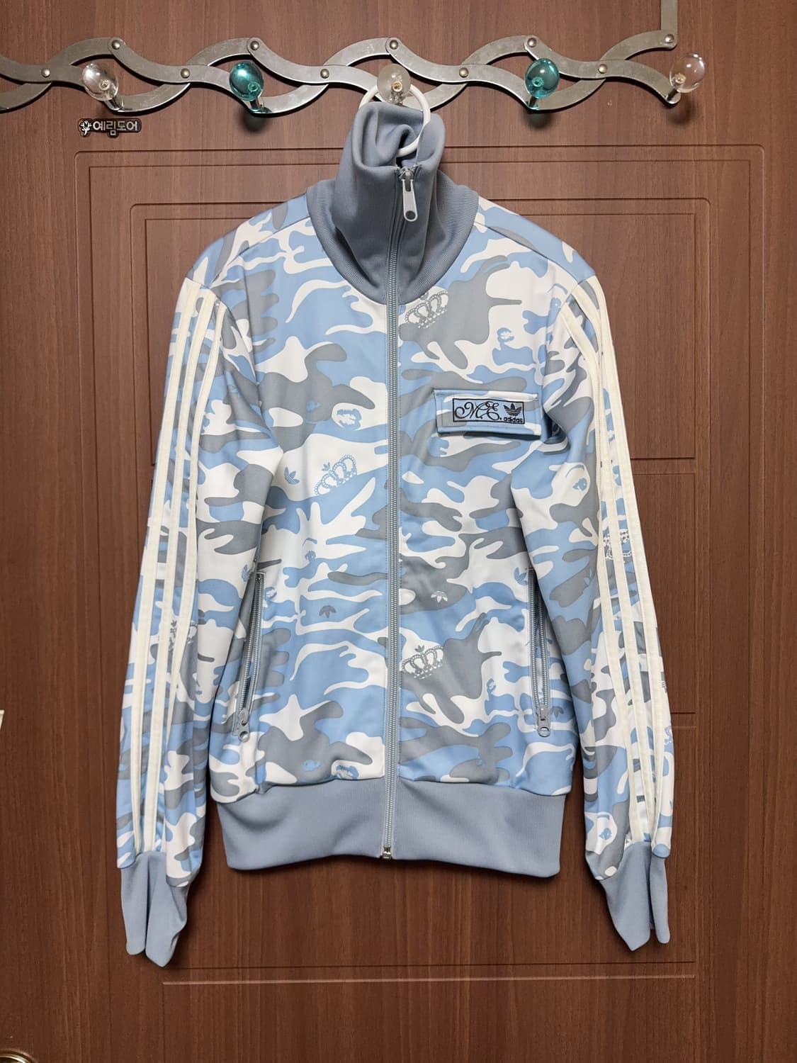 빈티지 아디다스 미시엘리엇 콜라보 카모 트랙탑 블루 그레이 져지 어항 상품이미지2