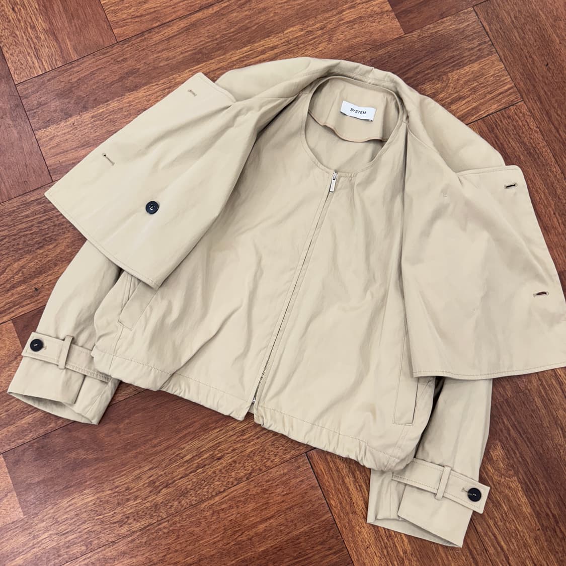 M(66) 더한섬 SYSTEM 시스템 크롭 트렌치 더블 자켓  상품이미지3
