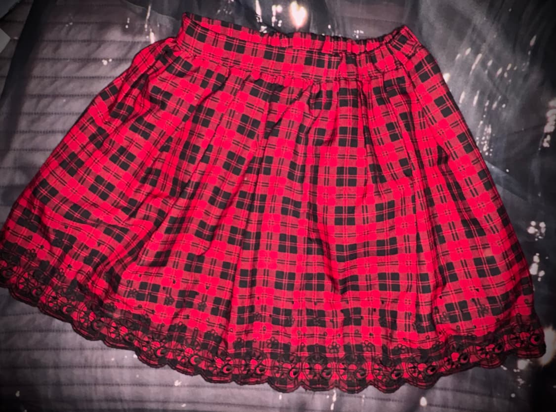 빈티지 갸루 펑크 캐캐체 아무깔 카드캡터 사쿠라 콜라보 체크 스커트 상품이미지1