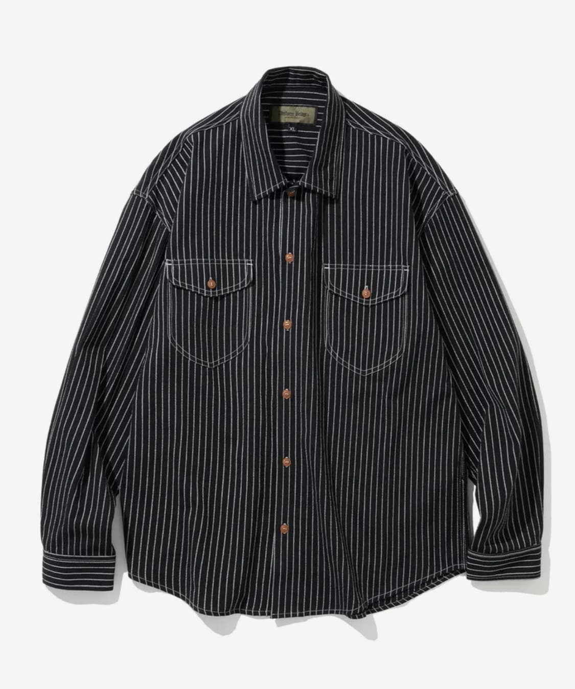 유니폼브릿지 포켓 스트라이프 셔츠 블랙 M 상품이미지1