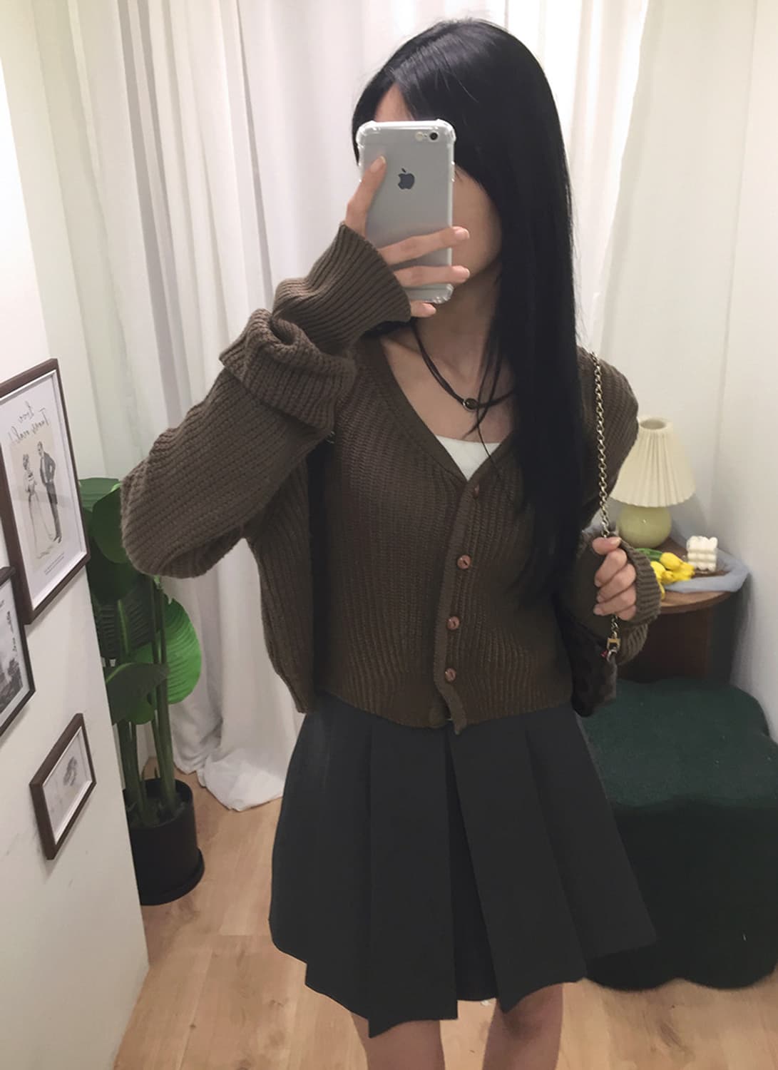 여성 라코스테 V넥 크롭가디건 100 상품이미지2