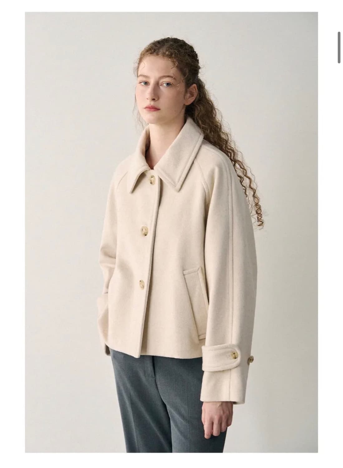 (S) 드로우핏 우먼 소프트 울 캐시미어 레글런 숏 코트 [CREAM] 상품이미지4