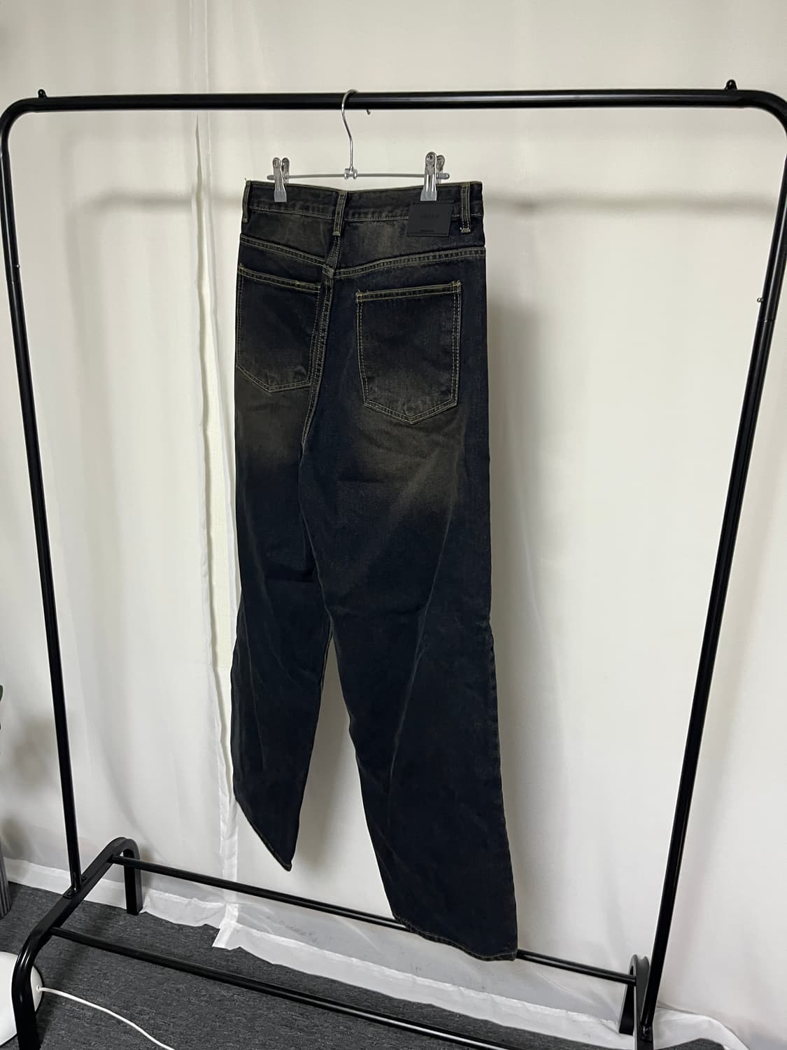 블랙 브라운 샌드 워싱 와이드 데님 팬츠 청바지 상품이미지6