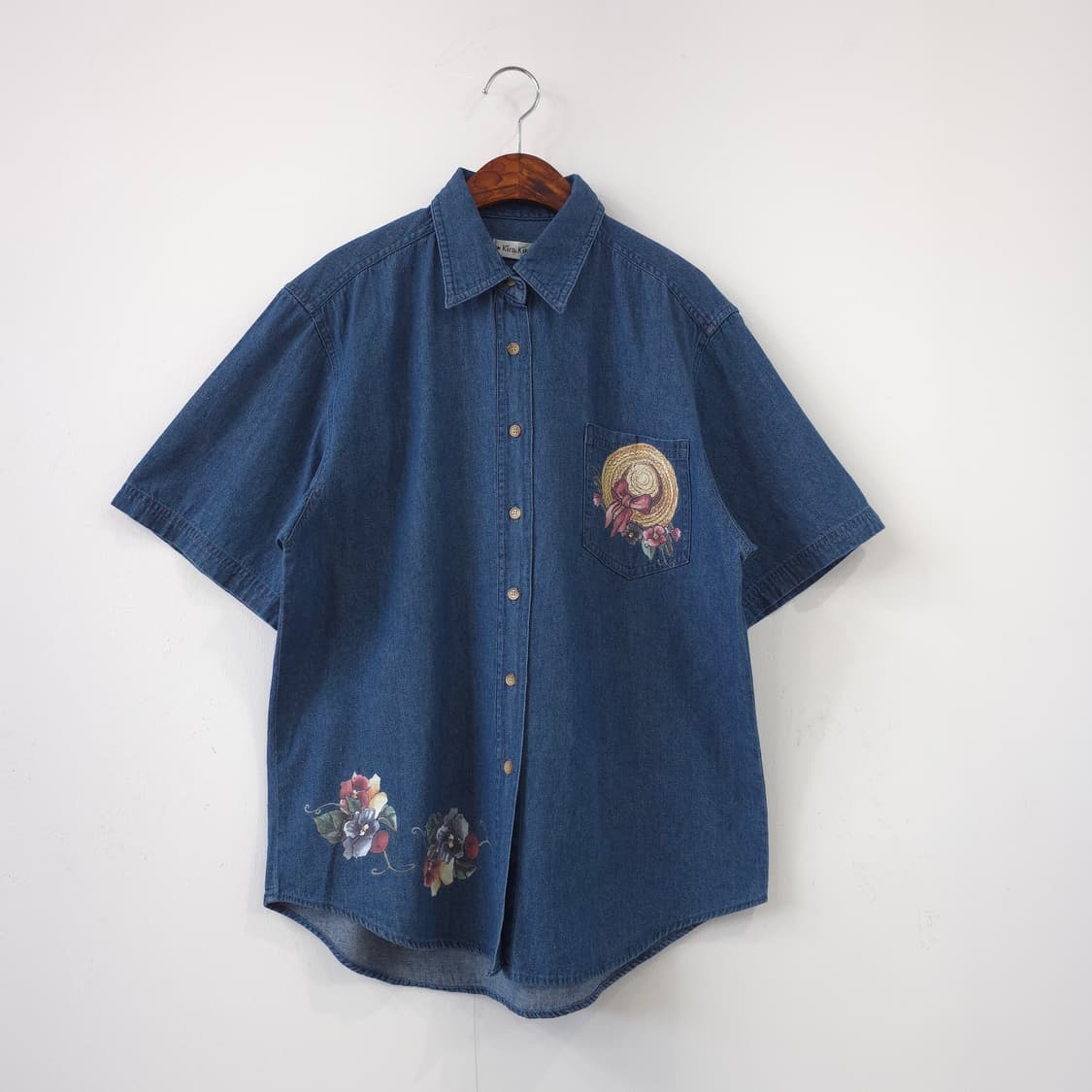 KiraKira 빈티지 데님 반팔 셔츠 상품이미지1