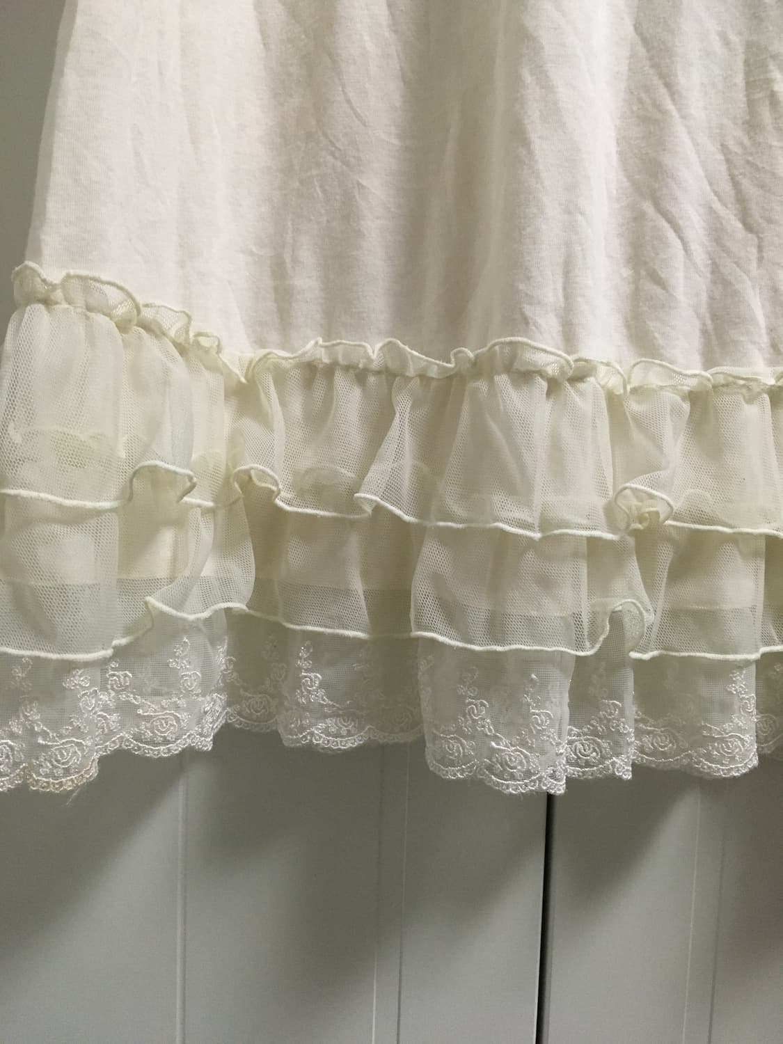 일본빈티지 레이어드 프릴 슬리브리스 롱원피스 레이스 상품이미지2