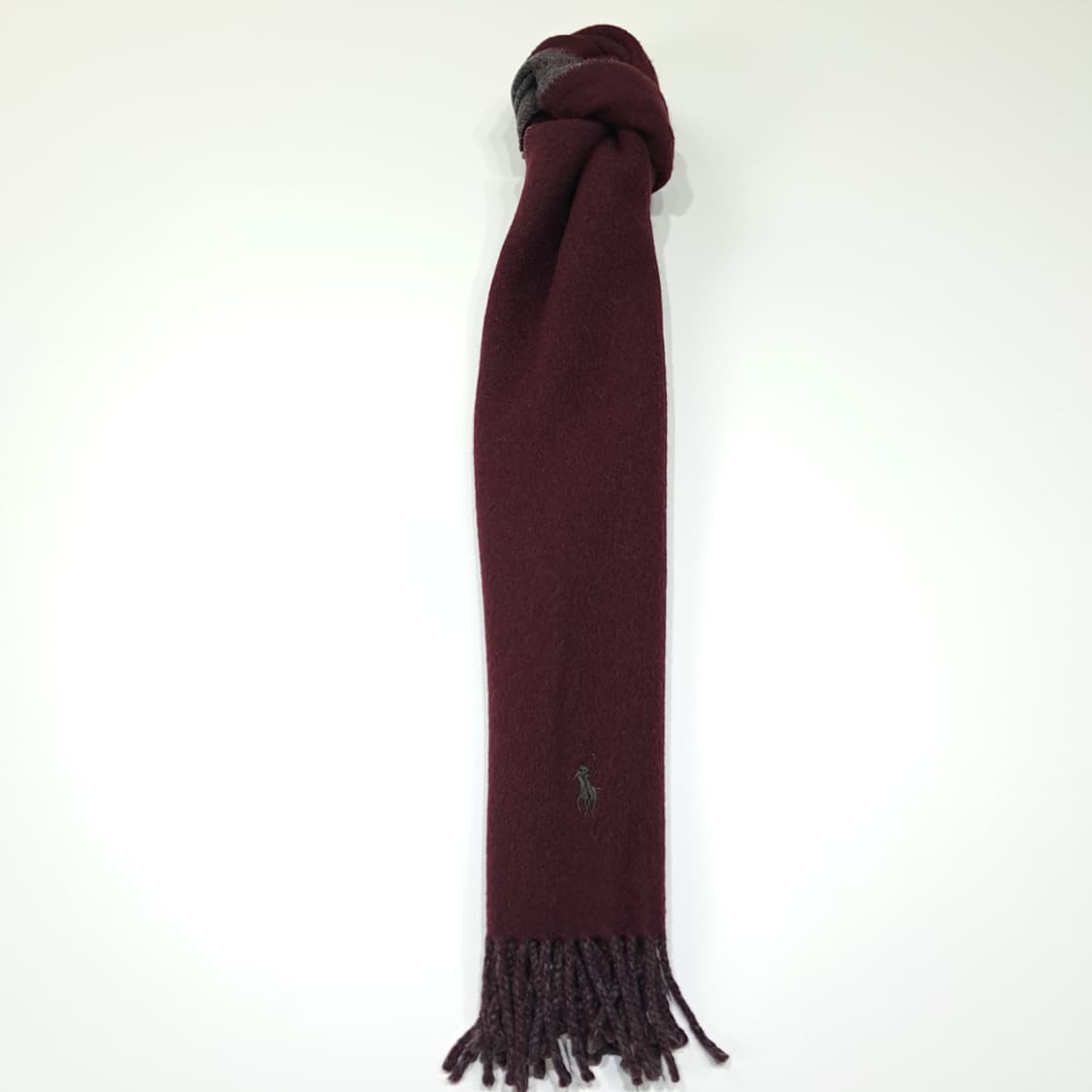 MX462 폴로 이태리판 버진울 양면 버건디차콜 머플러 목도리 상품이미지5