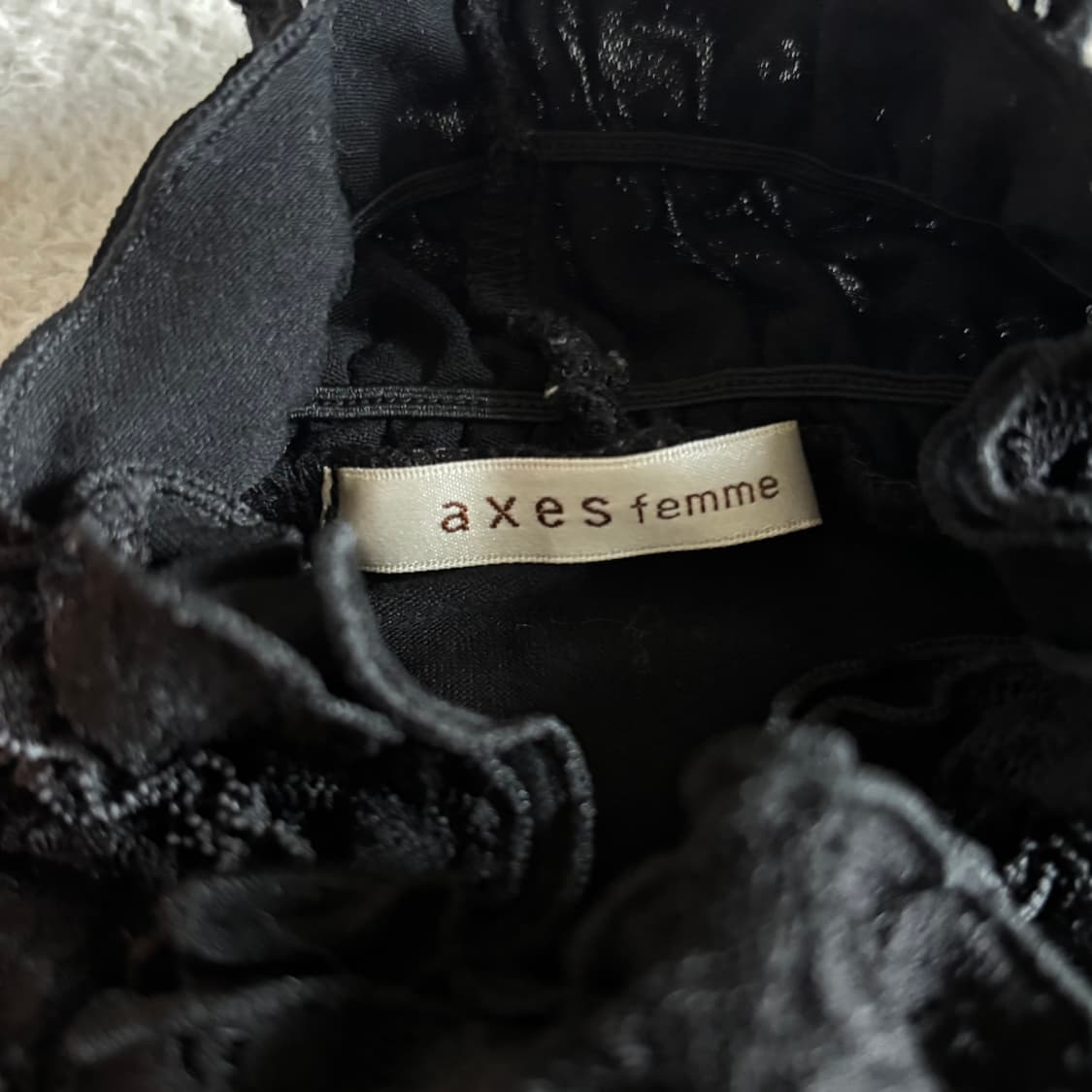 일본빈티지 액시즈팜 고딕 블랙 레이스포인트 목폴라 이너 탑 상품이미지4