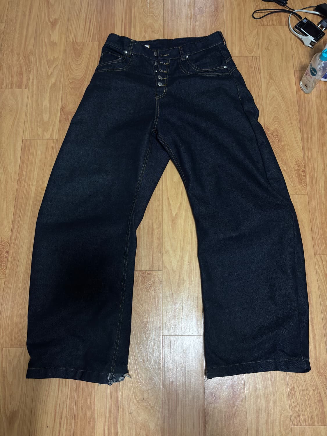 테이크이지 버튼플라이 커브드 데님팬츠 인디고블루 M 상품이미지1