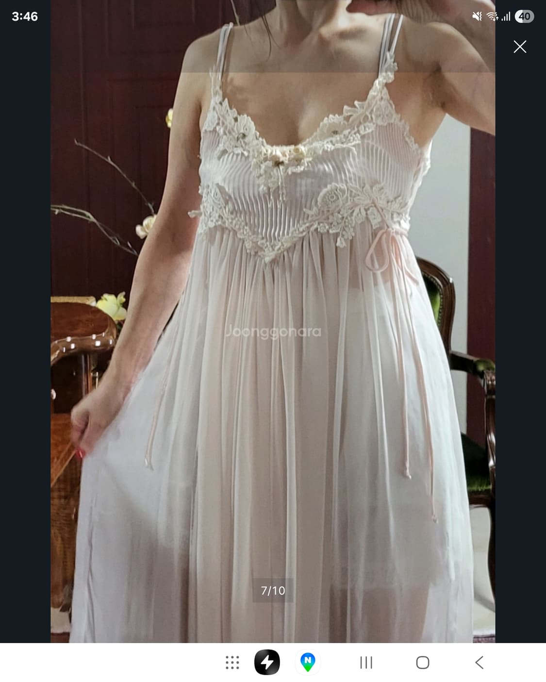 명품 수입 잠옷 나이트 웨어 Jonquil 시쓰루 피치 상품이미지7