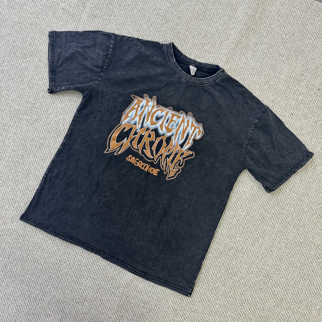 M 빈티지 코튼 차콜 반팔티 0414D 상품이미지1