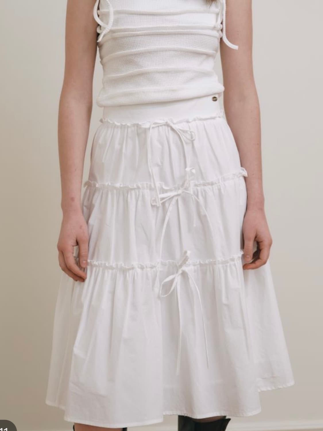 아미디 러플 리본 롱스커트 캉캉스커트 상품이미지3
