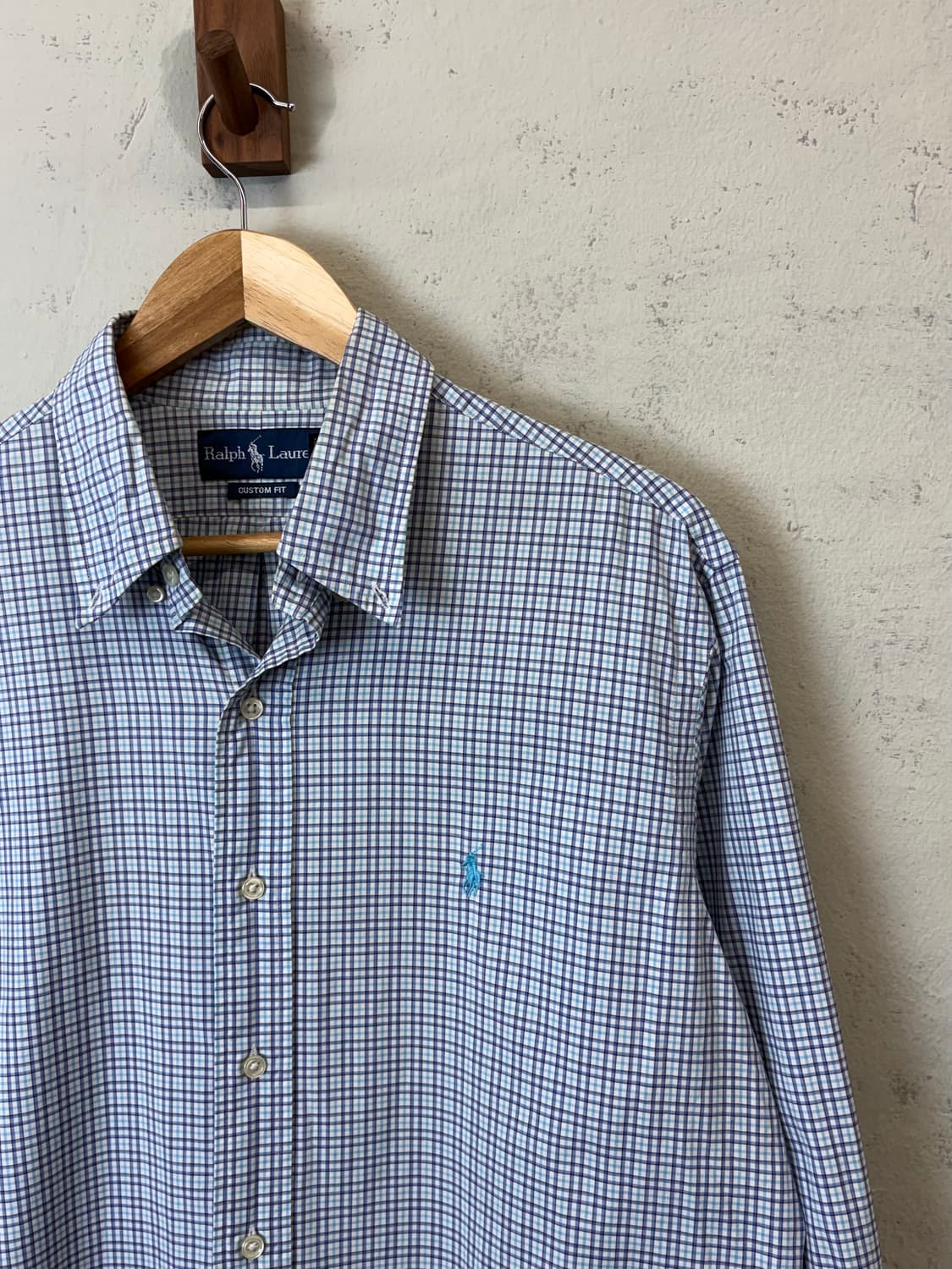 폴로랄프로렌 빈티지 하늘색 체크 셔츠 상품이미지2