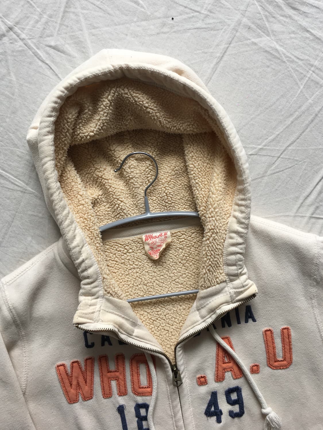 후아유 쉐르파 패치로고 후드집업 상품이미지4