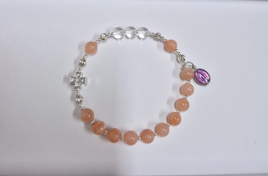 ✨ 천연 원석 묵주 팔찌 (썬스톤 & 백수정) 상품이미지1