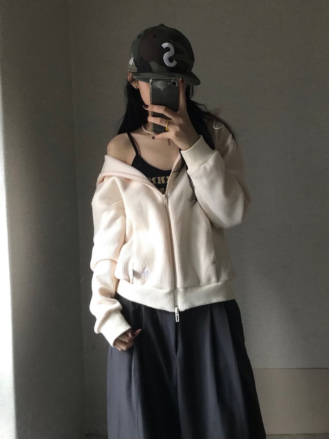 아디다스 아이보리 투웨이 니트집업 상품이미지3