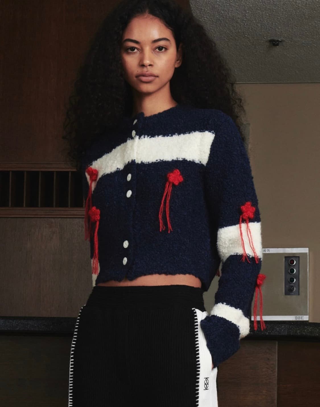 Kijun 코멧 니트 가디건 네이비 오프화이트 상품이미지1