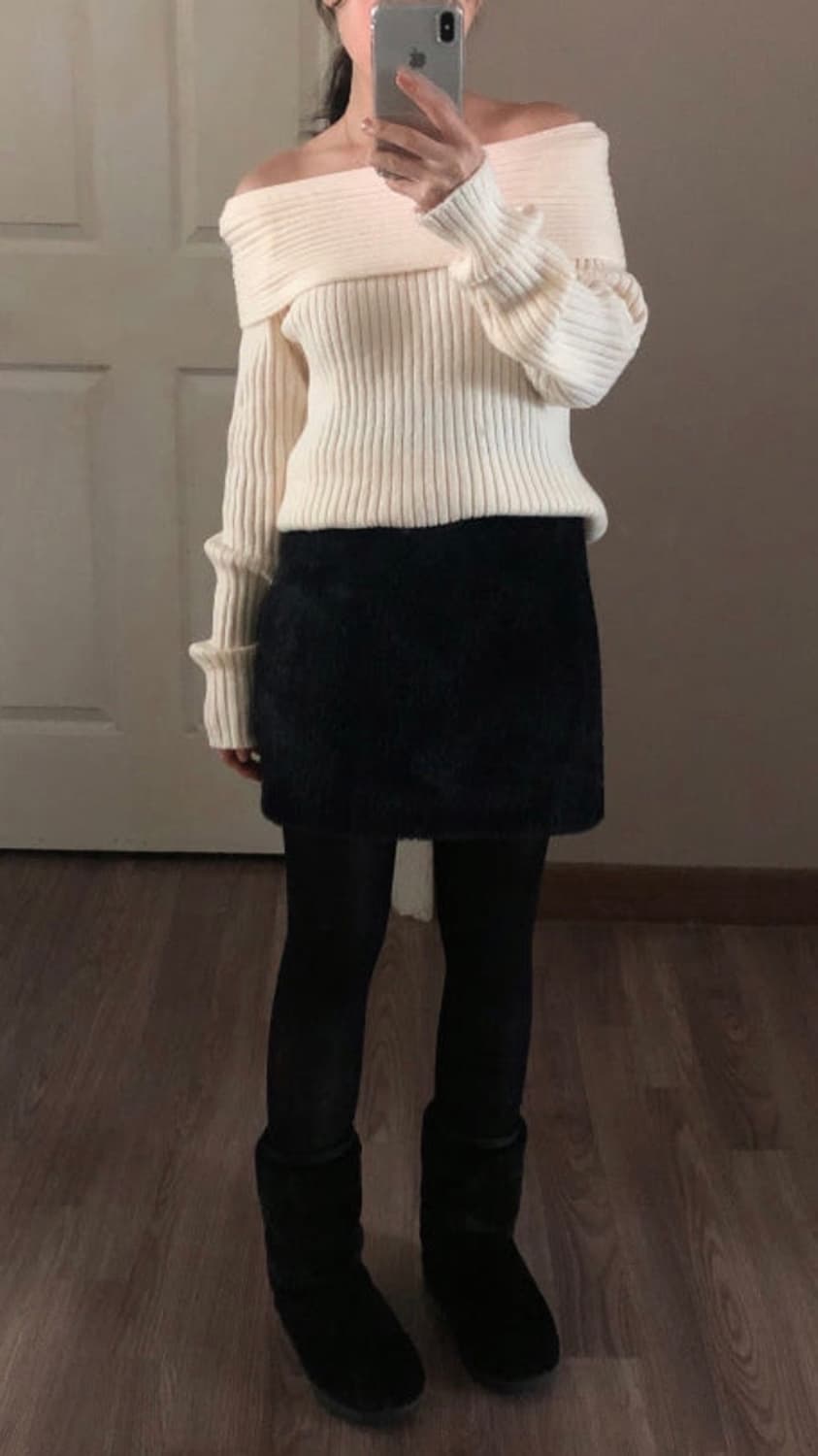 여성 퍼 트위드 미니 스커트 상품이미지1