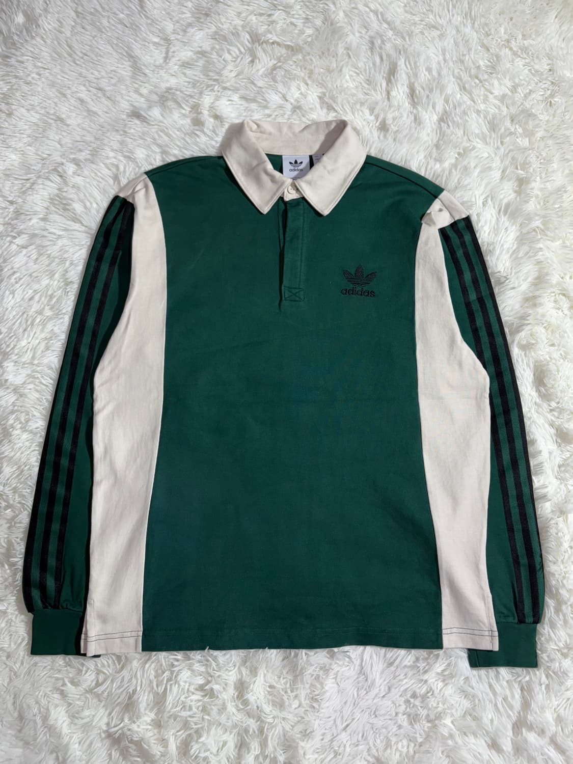 아디다스 그린 트레포일 삼선 럭비티  상품이미지2